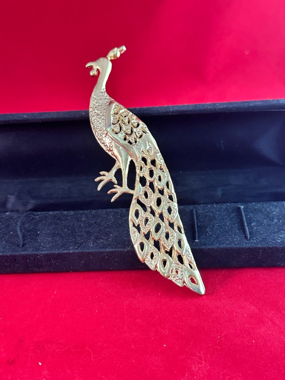 Gold Peacock Brooch - Elegant Women’s Jewelry